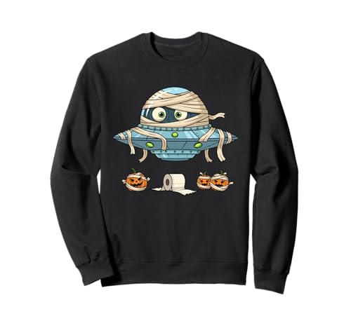 Lustiger UFO Alien Mummy Kürbis Halloween Kinder Herren Damen Sweatshirt von UFO Lovers Cute Halloween Outfits for Boy Girl