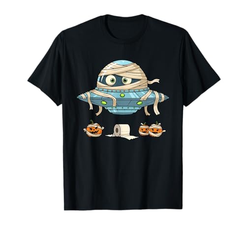 Lustiger UFO Alien Mummy Kürbis Halloween Kinder Herren Damen T-Shirt von UFO Lovers Cute Halloween Outfits for Boy Girl