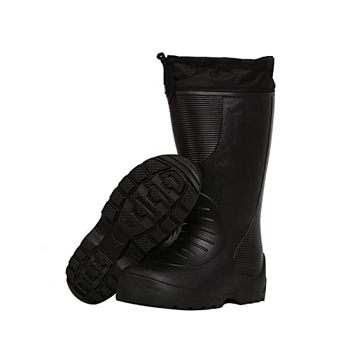 Herren Stahl Zehe Regen Stiefel, Outdoor wasserdichte dauerhafte rutschfeste Outdoor Knie Warme Gummi Angelstiefel, für Landwirtschaft und industrielle Arbeitsschuhe ( Color : Black , Size : 43 EU ) von UFROGE