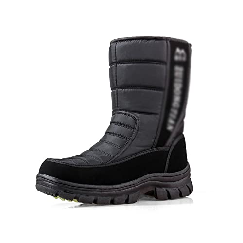 Herren Winterstiefel, im Freien vollständig gefütterte wasserdichte tiefe Lauffläche Durable Rubber Shell Thermal Winter Herren Regen Schneestiefel, für Wandern Knöchel Schneestiefel ( Color : Black , von UFROGE