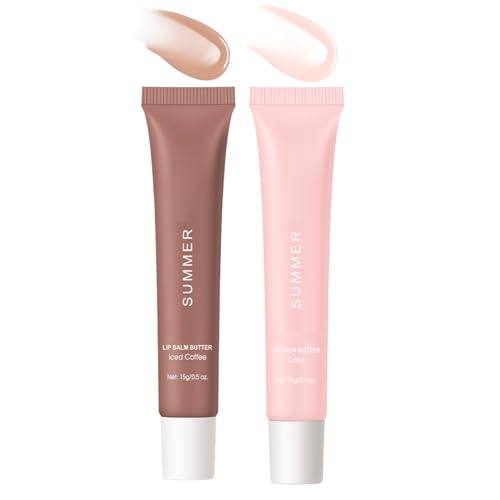 2 Stück Tinted Lip Balm - Lipgloss Set Teenager Mädchen Geschenke - Lippenbalsam Kaffee & Kuchen - Feuchtigkeitsspendend & Gegen Feine Lippenlinien Lippenmaske - Glänzender Lip Oil von UFkeanlo