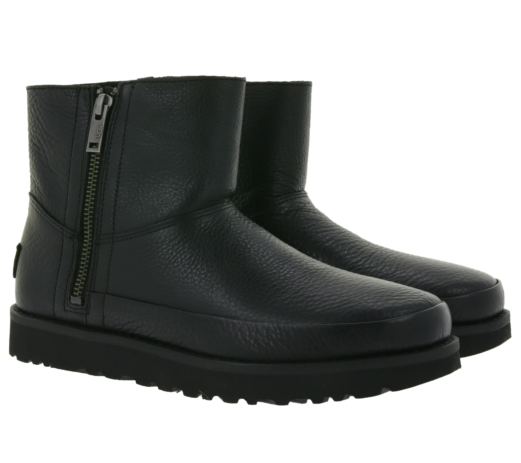 UGG Australia Deconstructed Mini Zip Damen Echtleder Stiefel Boots mit Reißverschluss 1123571 Schwarz von UGG Australia