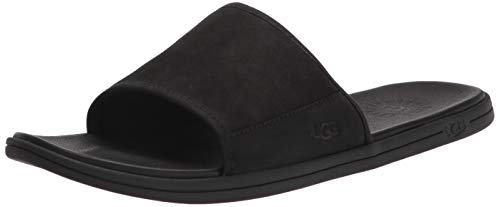 UGG Australia Herren Seaside Slide Schiebe-Sandalen, Schwarzes Leder, 44 EU von UGG