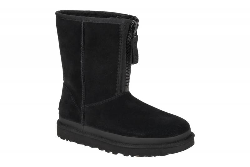 UGG CLASSIC SHORT ZIPPER TAPE LOGO 1144035 BLK schwarz - Winterstiefel f?r Damen von UGG