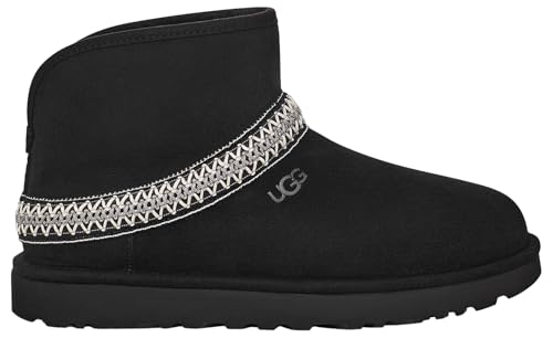 UGG Damen Classic Mini Crescent Mode-Stiefel, Schwarz, 42 EU von UGG