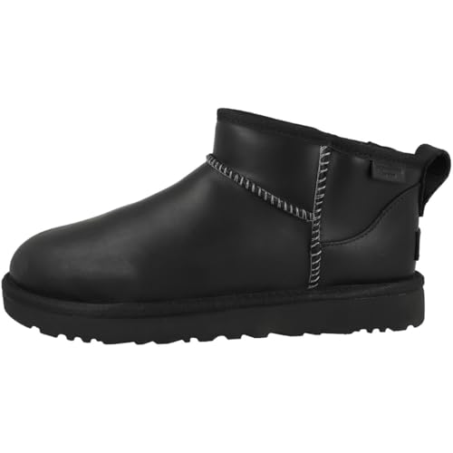 UGG Damen W Classic Ultra MINI LTHR Regen Boots, Schwarz, 40 EU von UGG