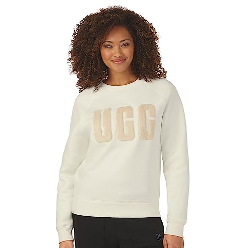 UGG Damen Madeline Fuzzy Logo Rundhalsausschnitt Fleece, Nimbus/Sand, XS von UGG