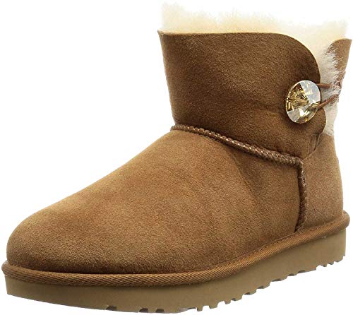 UGG Damen Mini Bailey Button Bling Classic Boot, Chestnut Gold, 37 EU von UGG