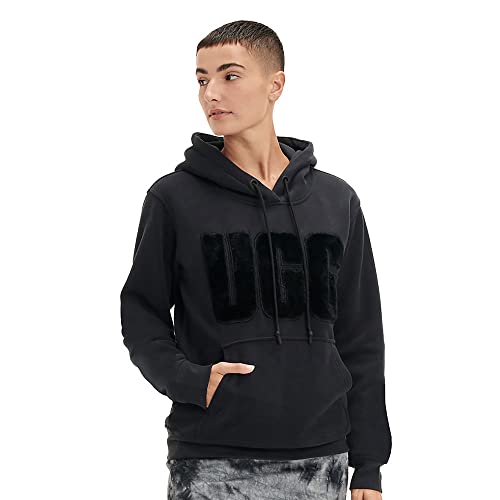 UGG Damen Rey Fuzzy Logo Hoodie, schwarz, X-Large von UGG