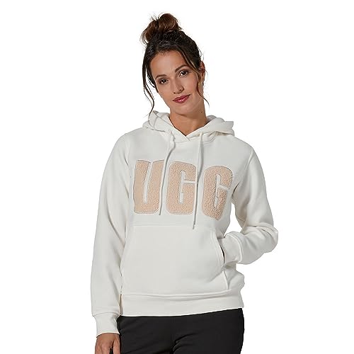 UGG Damen Rey Uggfluff Logo Hoodie Fleece, Nimbus/Sand, XL von UGG