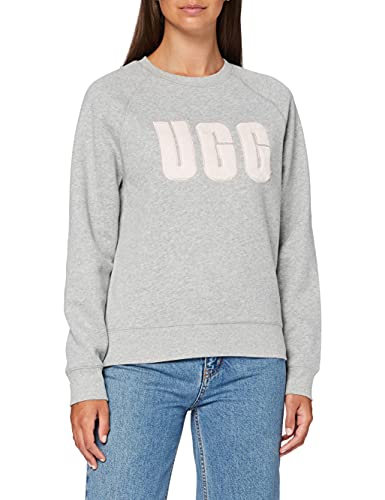 UGG Damen Madeline Fuzzy Logo Rundhalsausschnitt Pullover, Grey Heather/Sonora, X-Klein von UGG