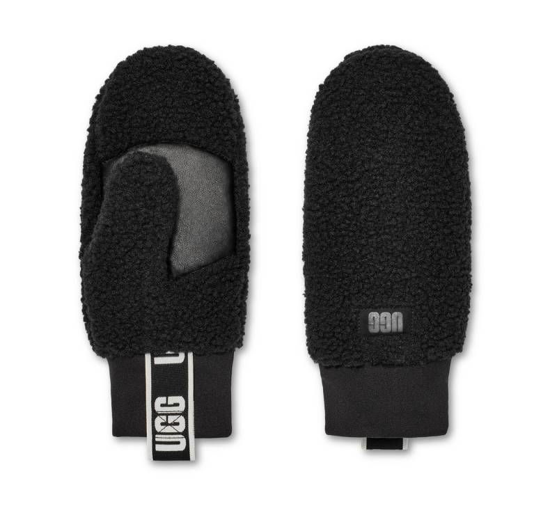 UGG Strickhandschuhe UGGfluff Mitten With Logo Tape Fäustlinge aus UGGfluff mit Logo-Tape undHandflächen aus echtem Leder von UGG