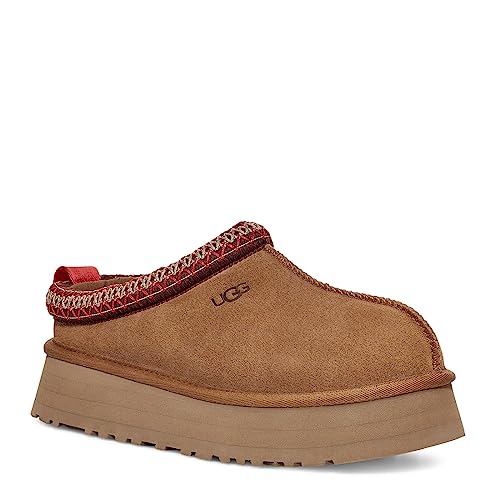 UGG Frauen Winter Slipper Tazz Braun 37 EU Luxury Chunky Plattform 5 cm Geschlossene Kappe Recycelte Wolle Lyocell Futter SugarSole EVA Sohle von UGG