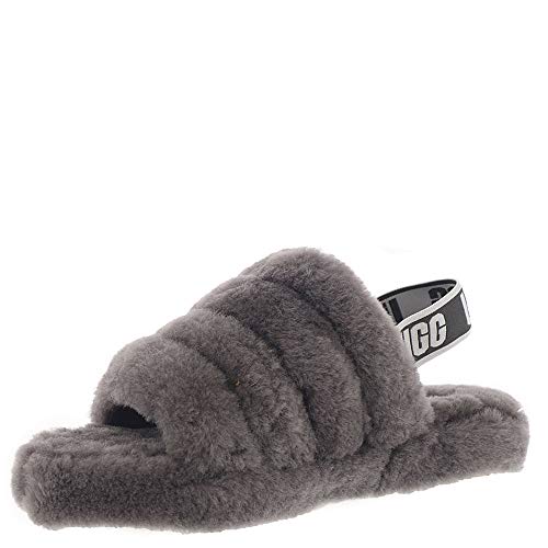 UGG KIDS' FLUFF YEAH SLIDE SLIPPER, Charcoal, 33.5 EU von UGG