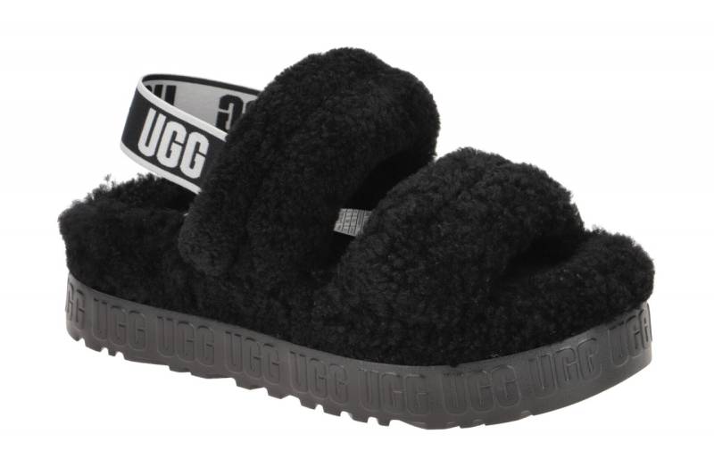 UGG OH FLUFFITA 1120876 BLK schwarz - Riemchen Sandale f?r Damen von UGG