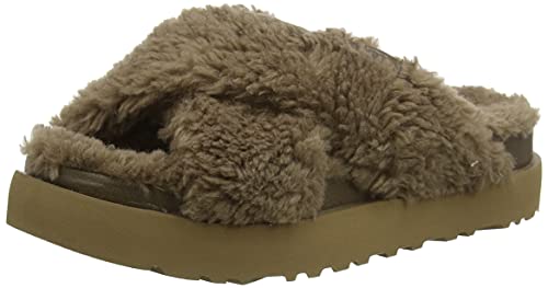 UGG WOMEN'S FUZZ SUGAR CROSS SLIDE SLIPPER HICKORY 38 EU von UGG