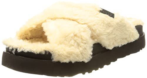 UGG WOMEN'S FUZZ SUGAR CROSS SLIDE SLIPPER NATURAL / BLACK 37 EU von UGG