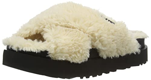 UGG WOMEN'S FUZZ SUGAR CROSS SLIDE SLIPPER NATURAL / BLACK 40 EU von UGG