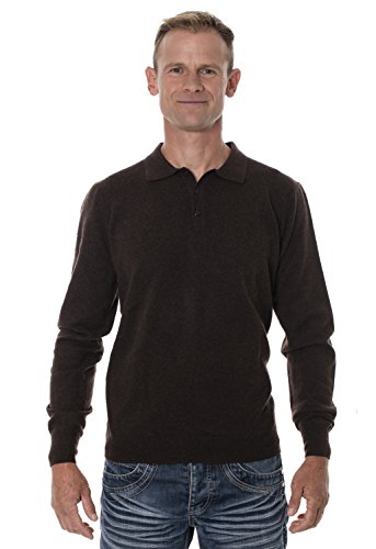 UGHOLIN Herren Polokragen Pullover 100% Yak, braun, XXL von UGHOLIN