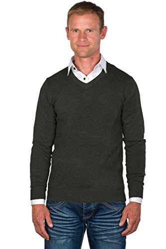 UGHOLIN Herren Pullover 2 in 1 mit Weiß Hemd Einsatz - Dunkelgrau L von UGHOLIN