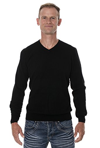 UGHOLIN Herren Pullover V-Ausschnitt 100% Yak, schwarz, XXL von UGHOLIN