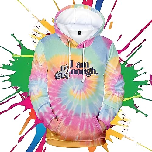 UGIF I Am Ken Enough Hoodie, Ich Bin Kenough Hoodie, Tie Dye Druck Langarm Kapuzenpullover Pullover, Neuheit Slogan Print Jacke T Shirt, Langarmpullover, für Männer und Frauen von UGIF