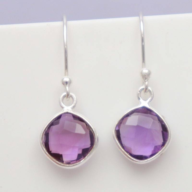 Handgemachte Pillow Cut Amethyst Ohrringe Sterling Silber Schmuck von UGJEWELLERS