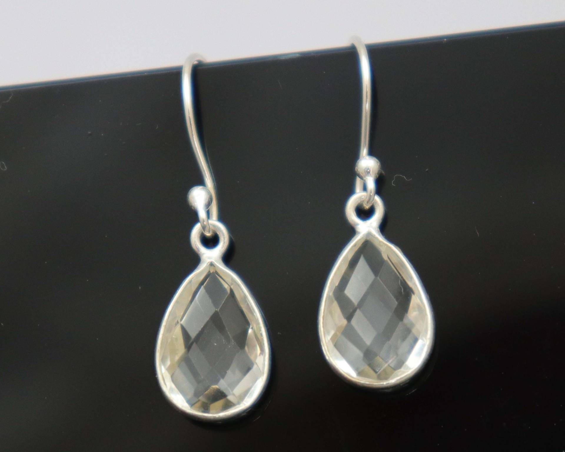 Handgemachte Birne Kristall Quarz Ohrringe Sterling Silber Briolett Schmuck von UGJEWELLERS