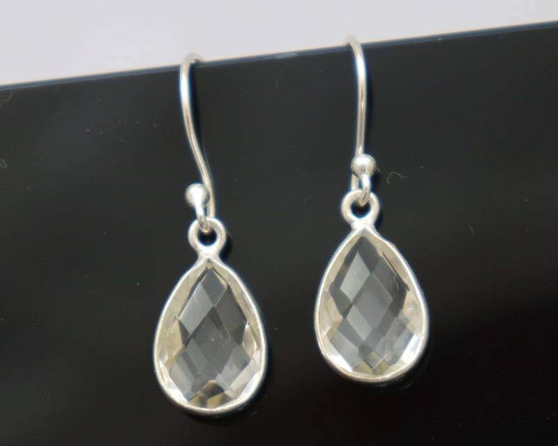 Handgemachte Birne Kristall Quarz Ohrringe Sterling Silber Briolett Schmuck von UGJEWELLERS