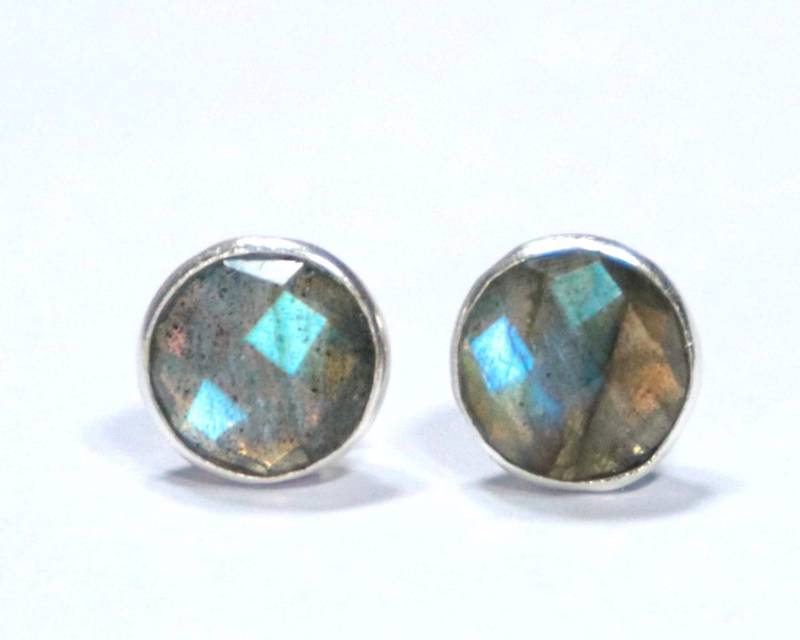 Handgemachte Labradorit Sterling Silber Ohrstecker Runde Briolette Schmuck von UGJEWELLERS
