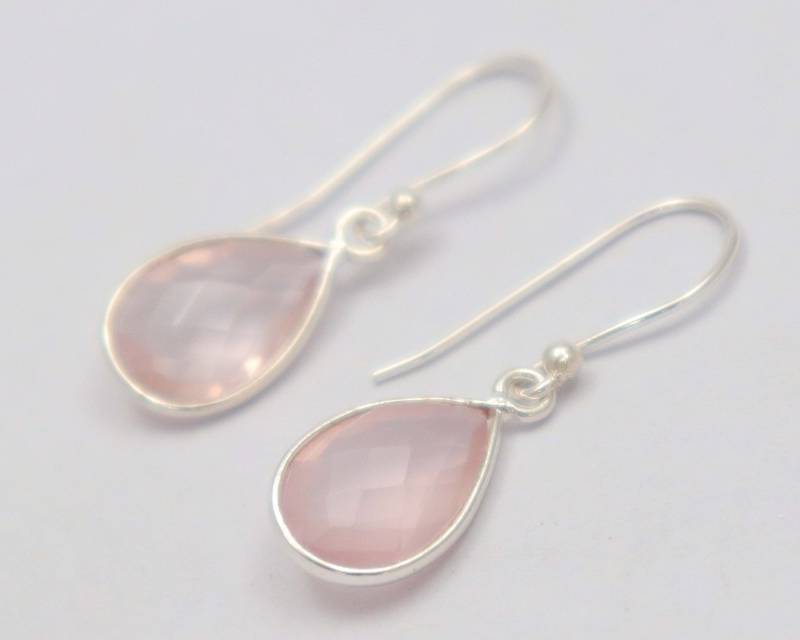 Handgemachte Perlen Rosenquarz Ohrringe Sterling Silber Schmuck von UGJEWELLERS