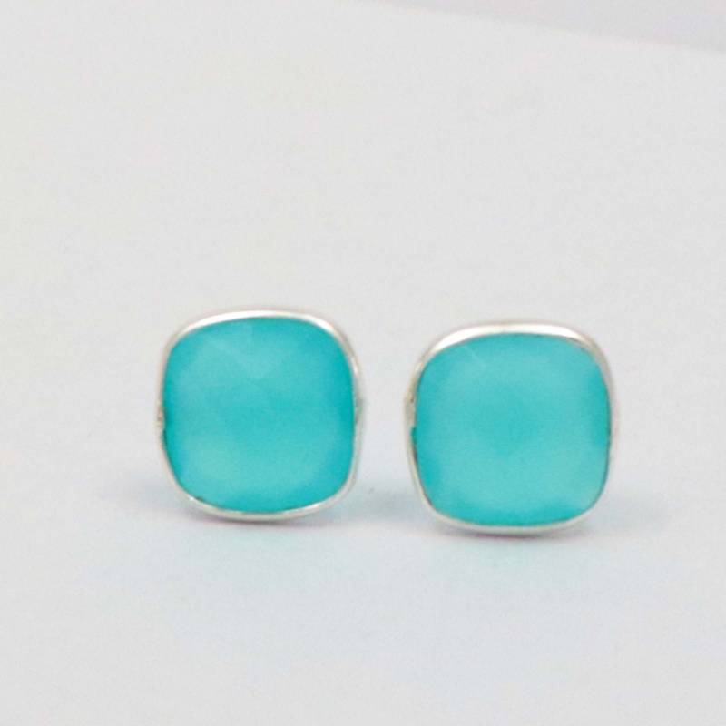 Paraiba Chalcedon Sterlingsilber Ohrstecker Handgemachter Schmuck Mit Kissen Paraiba Chalcedon Sterlingsilber Ohrstecker Handgemachter Schmuck Mit Kissen von UGJEWELLERS