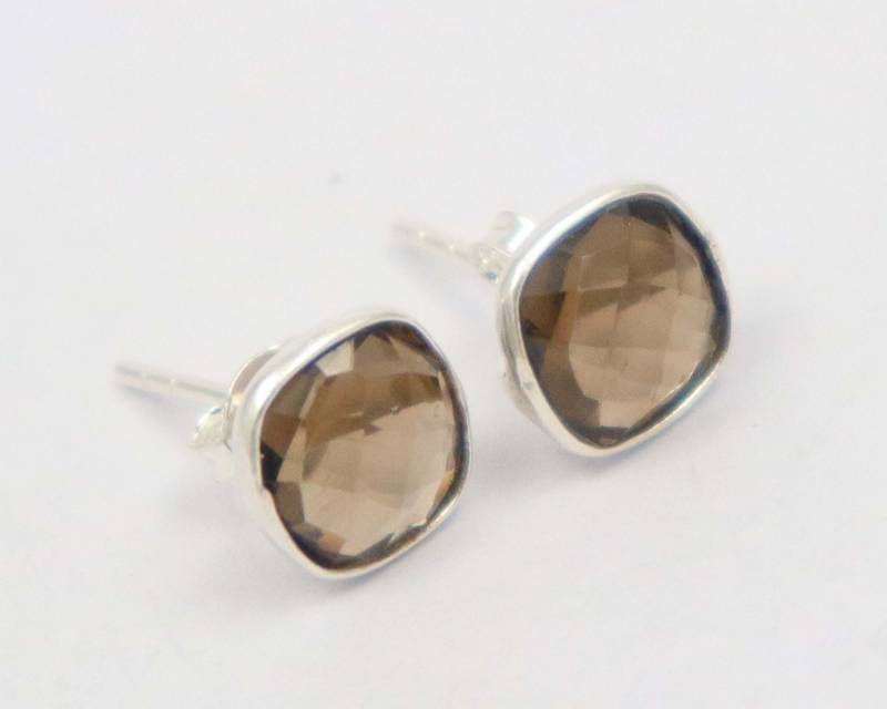 Rauchquarz Sterling Silber Ohrstecker Handgemachter Schmuck Mit Kissen Rauchquarz Sterling Silber Ohrstecker Handgemachter Schmuck Mit Kissen von UGJEWELLERS