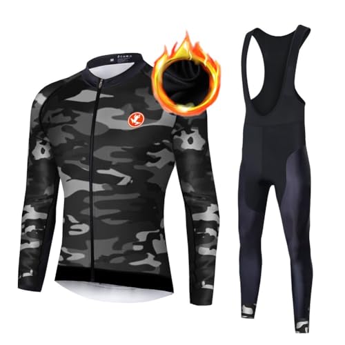 UGLY FROG Herren Winter Thermo Fleece Langarm T-Shirt Top Kleidung Mountain Bike/MTB + Bib Hose von UGLY FROG