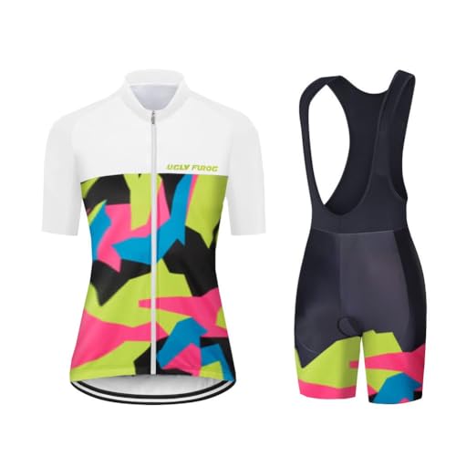 UGLY FROG Damen Mountainbike Bekleidung Fahrradtrikot Kurzarm Atmungsaktiv Radtrikot +Bib Shorts Fahrrad Trikots Mit Rückentaschen von UGLY FROG