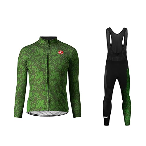 UGLY FROG Herren Fahrrad AnzügeLangarm Fahrrad Trikot set Atmungsaktive Radtrikot Fahrradbekleidung Set Schnelltrocknend Radler Shirt + Bib Radhose mit Sitzpolster für Radsport von UGLY FROG