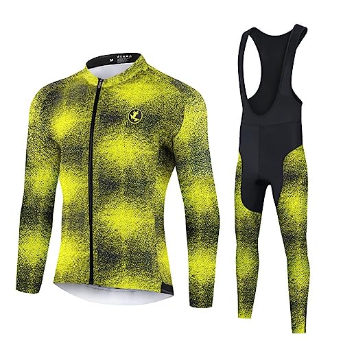 UGLY FROG Herren Radtrikot Set, Winter Warm Fleece Atmungsaktiv Quick-Dry Lange Ärmel Radsport-Shirt + Gel Gepolsterte Lange Hosen Farbe:Mehrfarbig Größe:XS-6XL von UGLY FROG