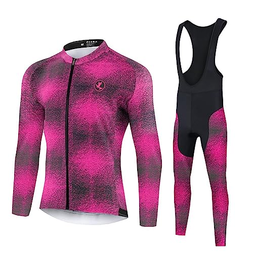 UGLY FROG Herren Radtrikot Set, Winter Warm Fleece Atmungsaktiv Quick-Dry Lange Ärmel Radsport-Shirt + Gel Gepolsterte Lange Hosen Farbe:Mehrfarbig Größe:XS-6XL von UGLY FROG
