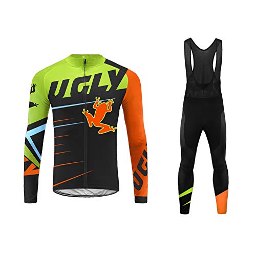 UGLY FROG LJ38 Winter Jersey Thermisches Fahrradtrikot Vlies Thermo Langarm Shirt+Bib Lange Hosen Herren Breathable Radfahren Fahrrad Anzüge Fahrradbekleidung von UGLY FROG