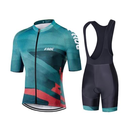 UGLY FROG Männer Radfahren Kleidung Set Kurze Hülse Trikots+Trägerhosen Anzüge Sportbekleidung Schnell Rocknend Fahrradkleidung Für Rennrad,Radsport von UGLY FROG