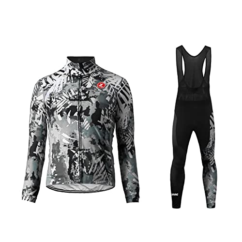 UGLY FROG Neue Klassik Vlies Fahrradtrikot Winter Fleece Warm Herren Thermo Fahrradbekleidung Set Fahrrad Trikot Langarm + Hose mit Sitzpolster Reflektierend XL von UGLY FROG