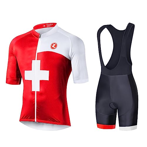 UGLY FROG Sport & Freizeit Herren Kurzarm Spain National Flag Atmungsaktiv Schnelltrocknend Trikot Anzüge Kurzarm Trikot Kurzärmeliges Radsport-Anzug Mountain Biking Kleidung Bib Kompression Hosen von UGLY FROG