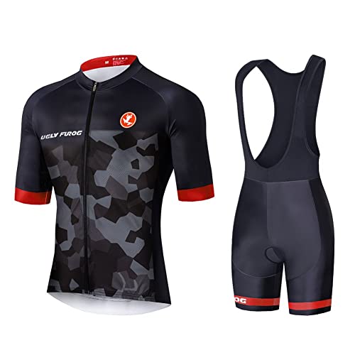 UGLY FROG Stoff-Upgrade – Milchfaser Neuen Männer MTB Rennrad Kurzarm Fahrrad Breathable Sommer Herren Fahrradtrikot Outdoor Sports Wear Triathon Rikots & Shirts+Bib Kurze Hosen Sets von UGLY FROG