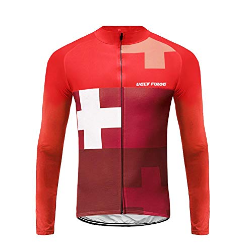 UGLY FROG Winter Jersey Fahrradtrikot Polyester Thermal Fleece Langarm Shirt Herren Breathable Radfahren Fahrrad Lange Hülsen Fahrrad Hemd Männer Langarm Fahrradbekleidung Radfahren Atmungsaktiv von UGLY FROG