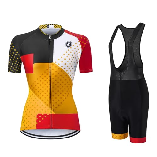 UGLY FROG XINW02 Top Damen Fahrrad Trikot Set Schnelltrocknend Radtrikot Kurzarm + Radhose mit 20D Sitzpolster Rennrad Outdoor MTB Fahrradbekleidung von UGLY FROG