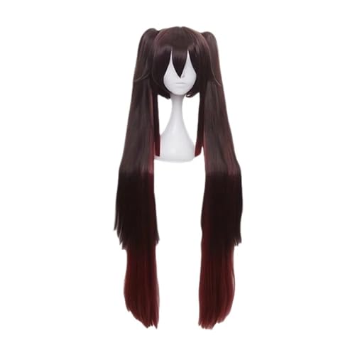 Cosplay Perücke lang braun Doppel Pferdeschwanz Gradient hitzebeständig synthetische Perücken Anime von UGLYAF