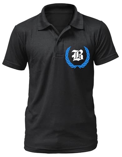 Berlin Poloshirt Kranz | Stilvolles Herren Polo im sportlichen Look – Stadtverbundenheit & Style für Alltag, Stadion & Freizeit | M2 FB Schwarz Druck: Blau (L) von UGLYSHIRT