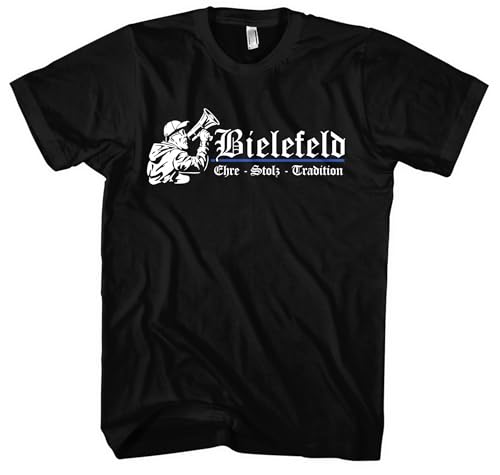 Bielefeld Ehre und Stolz Herren T-Shirt |Bielefeld Souvenirs Geschenk Skyline Bielefeld Stadt Sport Fussball Bielefeld Tshirt Bielefeld Trikot | M3 FB Schwarz (3XL) von UGLYSHIRT
