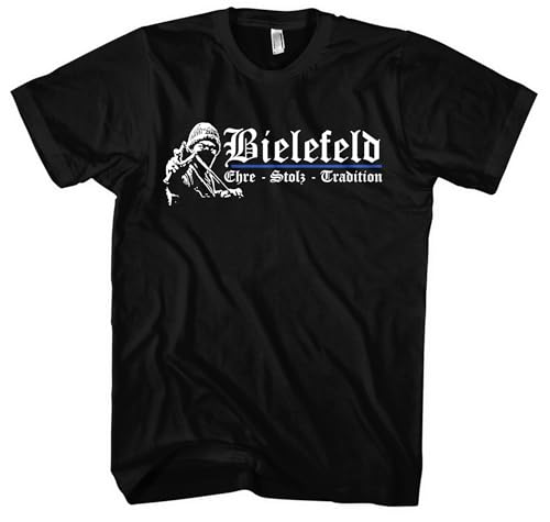 Bielefeld Ehre und Stolz Herren T-Shirt |Bielefeld Tshirt Bielefeld Trikot Bielefeld Souvenirs Geschenk Skyline Bielefeld Stadt Sport Fussball | M1 FB Schwarz (3XL) von UGLYSHIRT