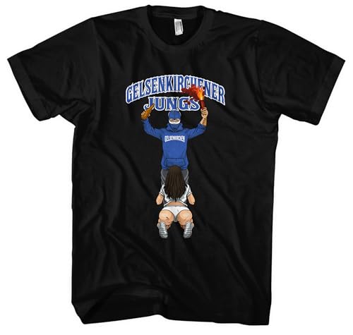 Blow Job, Bier & Fussball Gelsenkirchen Herren T-Shirt | Gelsenkirchen Trikot Sport Stadt Gelsenkirchen Tshirt Fun Shirt Ultras Supporter | Schwarz (3XL) von UGLYSHIRT